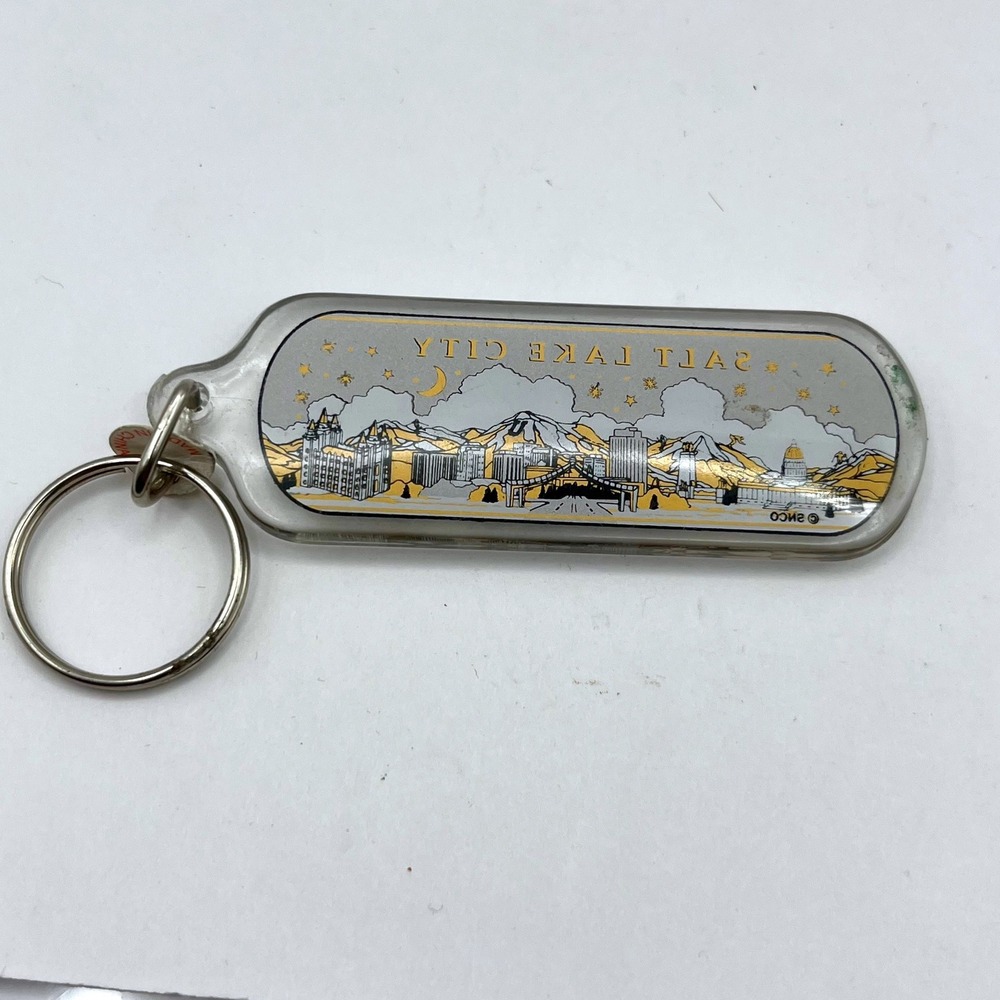 Vintage Salt Lake City Utah Acrylic Keychain Skyline Souvenir Retro Travel Gift